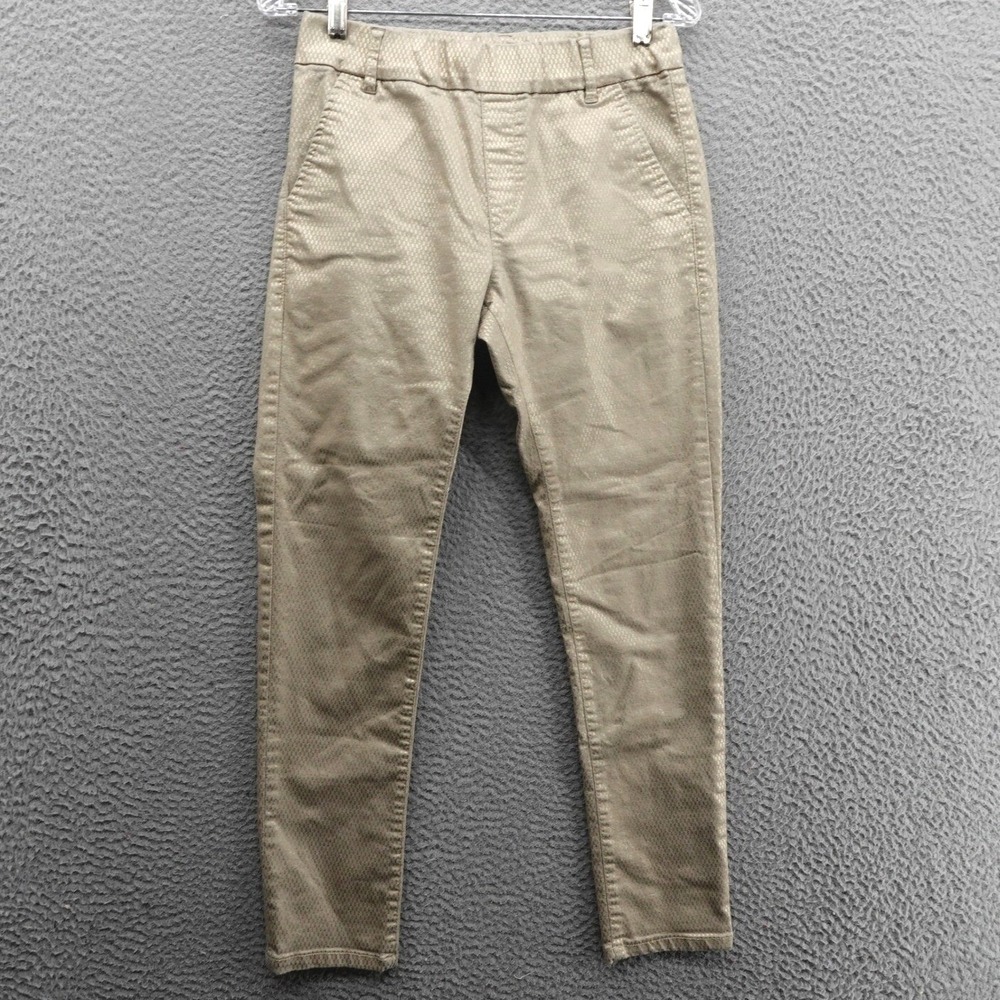 Bevy Flog Womens Pull On Pants Tan Size 26 Gold Metallic Geometric Slim Leg